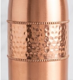 Copper Hammered <b>Flask</b> Minimalist Design Portable Travel <b>Bottle</b> With Lid - Product Image 4