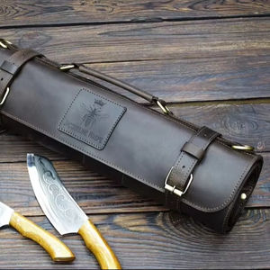 กระเป๋าหนังวัวแท้แบบม้วนสำหรับใส่มีดเชฟ ผลิตตามสั่ง ขายส่งจากโรงงาน สำหรับเก็บเครื่องมือผู้ชาย รองรับ OEM รุ่น LKR-0353 - Product Image 1