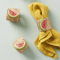 Charmants anneaux de serviette en forme de pastèque, motif fruit tressé en rotin, accessoires de table naturels style bohème, décoration pour cuisine, salle à manger, fête, cadeau