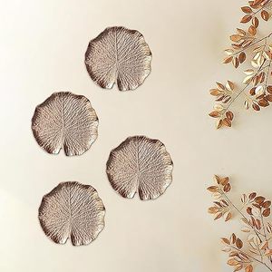 Gold Plated <b>Leaf</b> <b>Wall</b> Art <b>Decor</b> 4Pcs Bohemian Hanging Floral Botanical <b>Wall</b> Accents Irregular Shape Handmade - Product Image 3
