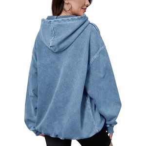 2025 2025 Sportswear Vintage acide lavé surdimensionné polaire à capuche pour hommes femmes poids lourd détresse sweat Couple sweats à capuche - Product Image 4