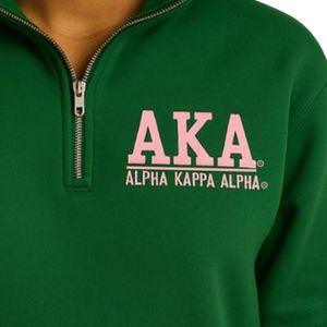 เสื้อสเวตเชิ้ตซิปครึ่งตัวสีเขียวฤดูหนาว พิมพ์ลายตัวอักษรสีชมพู ป้ายกราฟิก ผ้าฝ้ายฟลีซ แขนยาว สวมใส่สบาย - Product Image 5