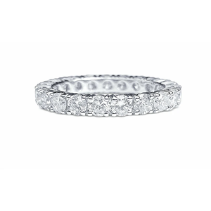 Bague éternité pour femme en argent 925 plaqué rhodium avec pavé de diamants ronds naturels, classique pour mariage et fiançailles - Product Image 1