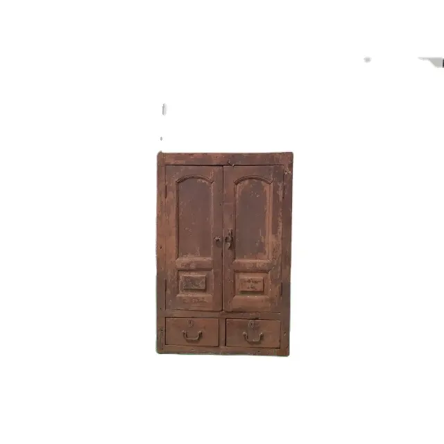 VINTAGE mobilya iki kapı duvar dolabı tik ahşap kapı depolama dolabı antika ahşap depolama
