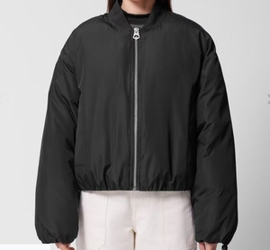 <b>Women</b>’s Casual <b>Lightweight</b> <b>Bomber</b> <b>Jacket</b> with Ribbed Collar, Full Zip Closure, Elastic Cuffs and Waist, Fashion Outerwear - Product Image 1