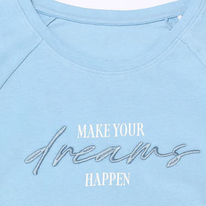Camiseta Corta Azul Claro para Mujer, Cuello Redondo, Manga Corta, Corte Holgado, Color Sólido, Algodón Jersey, Transpirable, Top de Verano - Product Image 6