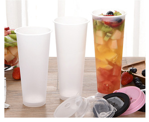 Gobelet en plastique PP rigide personnalisé avec logo YAMAT, gobelet à smoothie jetable givré, gobelet à thé au lait à bulles en forme <span class=keywords><strong>de</strong></span> U - Product Image 6
