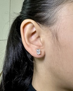 Pendientes de Diamante Solitario de Corte Radiante, Cultivado en Laboratorio, Oro de 18K, Joyería Fina de Lujo, Proveedor Mayorista - Product Image 1