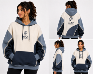 Sweat-shirt à capuche oversize en polaire pour femme, color block, style streetwear décontracté, fabricant OEM ODM - Product Image 6