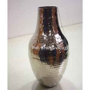 Handmade Hammered Metal Vase Decorative Tabletop Flower Vase <b>Rustic</b> Textured Finish Elegant Home Decor Accent Centerpiece Gift - Product Image 2