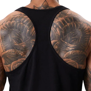 Mens Custom Black Breathable Logo <b>Stringer</b> Tank Top Sleeveless Gym Fitness Workout Bodybuilding Athletic Training Muscle <b>Vest</b> - Product Image 5