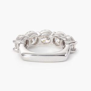 Factory 5mm Round Cut Lab Grown Diamond 14K Solid White Gold Ring Luxury 5-<b>Stone</b> Anniversary Band with European Shank prevent - Product Image 6