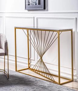 Modern <b>Marble</b> <b>Top</b> Console <b>Table</b> with Gold Metal Base Contemporary Living Room Accent Furniture - Product Image 2