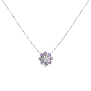 สร้อยคอพลอยแซฟไฟร์สีชมพูธรรมชาติ ทองคำขาว 18k ประดับเพชรแบบฝัง สร้อยคอแบบโซ่ดีไซน์เนอร์ - Product Image 3