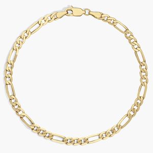 Bracelet chaîne Figaro plat en or blanc - Product Image 1