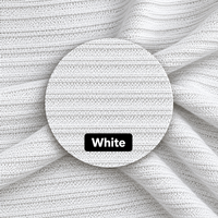 Tissu en maille côtelée double en polyester blanc, tissu texturé extensible pour la confection de vêtements et de mode