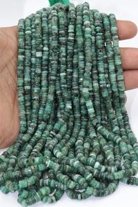 Perles Heishi en émeraude naturelle de qualité AAA, forme de pneu lisse, 6,5 mm, 16 pouces, pour la fabrication de bijoux - Product Image 2