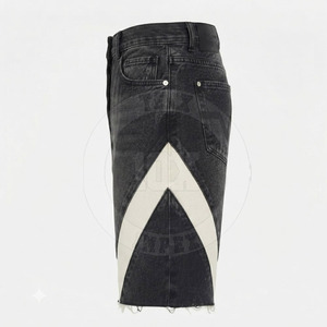 Shorts en jean brodés effet vieilli, nouveau design, style streetwear, broderie personnalisée - Product Image 4