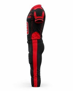 American Football Uniform Set Black <b>Red</b> V-Neck Short Sleeve 100% Polyester Moisture Wicking Fitted Adult - Product Image 4