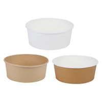 Bols à déjeuner en papier kraft jetables à paroi simple, imprimés sur mesure et recyclables, avec coupelles à soupe et couvercles (impression numérique)