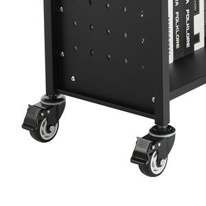 Carrello Porta Libri a Rotelle Monofacciale con Ripiani a L, Capacità 150 Kg, 77x38x122 cm, Struttura in Metallo, Ruote Bloccabili da 3 Pollici - Product Image 4