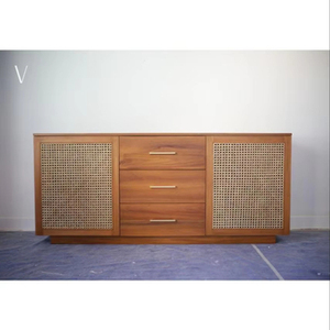 2026 New Arrival Modern Farmhouse 100% Solid Wooden Panel <b>Sideboard</b> Buffet Cabinet For Home Use In Dining & Living Rooms Storage - Product Image 3