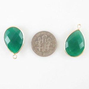 Green Onyx Gemstone Pendant <b>Necklace</b> Pear Shaped Faceted Crystal Jewelry Gift for Mother Bezel Set Jewelry for Women - Product Image 1