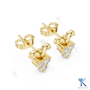 Lab Grown Diamond Luxury Ornate Scroll Crest <b>Stud</b> Earrings 3 Stone Cluster 14K 18K Solid Gold Women's Jewelry Wedding - Product Image 5