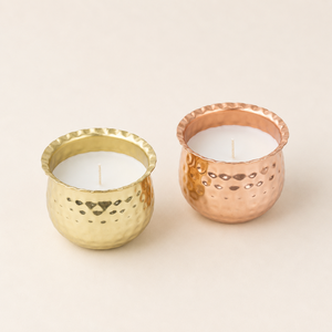 Juego de Frascos para Velas de Metal Martillado al por Mayor, Velas Aromáticas de Cera de Soja Hechas a Mano en Cobre y Oro, Frascos de Lujo con Tapa - Product Image 3