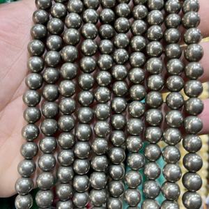 ลูกปัดหินไพไรต์ทรงกลมขัดเงาธรรมชาติคุณภาพสูงพิเศษ ขนาด 8 มม. สำหรับทำเครื่องประดับ ขายส่ง - Product Image 4