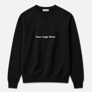 Men's <b>Black</b> Pullover <b>Sweatshirt</b> Crew Neck Minimalist Solid Color Heat Transfer Printing Front Logo Custom Made <b>Sweatshirt</b> - Product Image 1