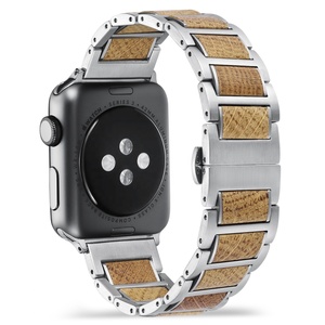 Bracelet en acier inoxydable avec grain de bois de chêne blanc de qualité pour <span class=keywords><strong>Apple</strong></span> <span class=keywords><strong>Watch</strong></span> Ultra 3 Series 11/ 10/9 /8/<span class=keywords><strong>7</strong></span>/6/SE/5/4/3 - Product Image 4
