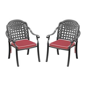 Set di 2 sedie da pranzo da patio in alluminio pressofuso con telaio nero e cuscini in colori assortiti - Product Image 3