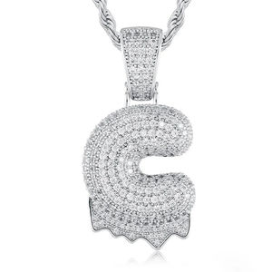 Colgante de Letra C Plateado en Plata con Incrustaciones de Cristales de Imitación, Estilo Hiphop, Unisex, para Regalo - Product Image 1