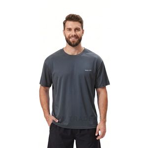 เสื้อยืดออกกำลังกายผู้ชายสีชาร์โคล ควบคุมความชื้น โพลีเอสเตอร์ แห้งเร็ว แขนสั้น ชุดฝึกซ้อมกีฬา - Product Image 1