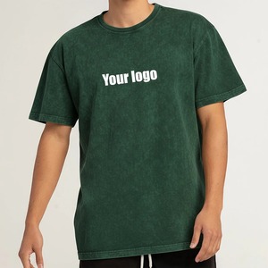 Camisetas de algodón grueso con cuello simulado y lavado ácido para hombre, estilo vintage, para verano - Product Image 4