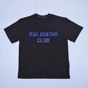 T-shirt pour homme de qualité supérieure avec logo personnalisé, impression graphique noire sur le devant, manches courtes en coton, col rond. - Product Image 3