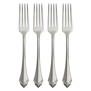 Ensemble de 4 fourchettes à dîner classiques en acier inoxydable, finition miroir, design élégant du manche - Product Image 3