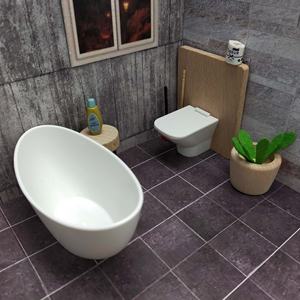 Accesorios para casa de muñecas en miniatura 1:12, juego de bañera, inodoro, ducha y lavabo para decoración de escenas de baño en miniatura. - Product Image 3