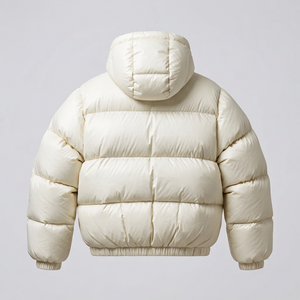Blouson matelassé blanc à capuche pour homme, en polyester épais, imperméable, avec patchwork et motif lettres, vêtement d'extérieur décontracté d'hiver, coupe-vent - Product Image 3