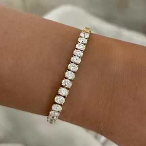 Oval Lab Grown Diamond Tennis <b>Bracelet</b> Custom 14k 18k <b>Solid</b> Gold Classic Statement Everyday Wear Modern Luxury Jewelry Wholesale - Product Image 1