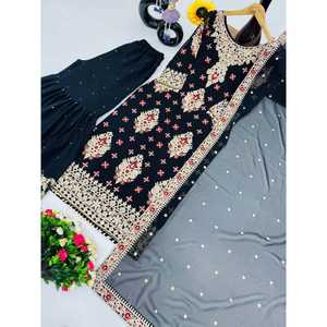 Ensemble de costume Sharara pour femmes avec Dupatta pour les fêtes - Product Image 4