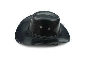 Sombrero Vaquero de Cuero con Rayas, Unisex, Ajustable, Casual para Exteriores, Verano, 48-50CM, Negro, Estilo Occidental - Product Image 1