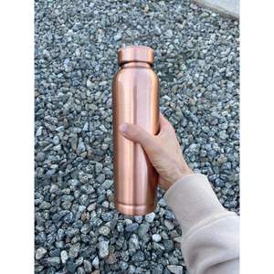 Minimalist <b>Brushed</b> Copper Water <b>Bottle</b> Smooth Finish Reusable Metal Drinking Flask Leakproof Everyday Hydration <b>Bottle</b> - Product Image 1