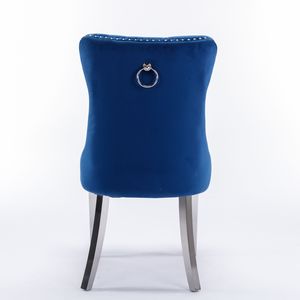 Sedia da Pranzo Moderna di Alta Gamma in Legno Massello Trapuntato, Rivestimento in Velluto Contemporaneo, Gambe Cromate in Acciaio Inossidabile, Sgabelli da Bar - Product Image 6