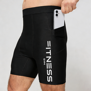 Pantalones Cortos de Compresión Deportivos para Hombre, Cintura Media, Elásticos, de Secado Rápido, con Bolsillos, de Spandex y Poliéster, Color Sólido - Product Image 6