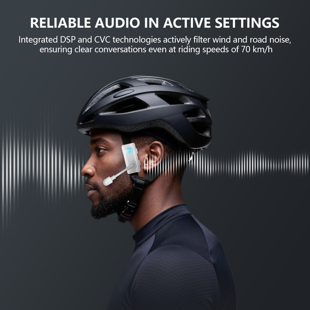 BH03 Over Ear Walkie Talkie for Headset for Bicycle Helmets with ENC Noise Cancellation Type-C Charging APT-X White Black