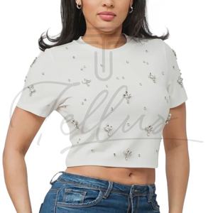 เสื้อครอปท็อปผู้หญิงขายส่ง รับทำโลโก้ ผ้าฝ้าย เซ็กซี่ สบายๆ เสื้อครอปสั้น เสื้อครอปท็อปผู้หญิง - Product Image 1