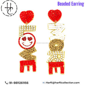 Pendientes bordados con cuentas: Joyería Bohemia, étnica y de San Valentín para mujer, pendiente bordado hecho a mano de San Valentín - Product Image 2