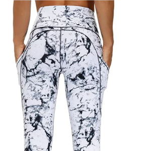 Leggings de yoga pour femmes à imprimé marbré, taille haute, sans couture, pantalon de fitness, vêtements de sport personnalisés, collants de compression pour l'entraînement - Product Image 5